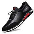 Scarpe casual da uomo in pelle nera con soletta rialzata di 5 cm - 37 / Nero Intagliato (Rialzo Interno)