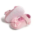 Chaussures de princesse roses en cuir verni pour bébé avec nœud et semelles antidérapantes - Rose Clair