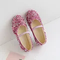 Girls sequin ballet flats in shimmering rose red with MG BABY logo - 21 / Pink