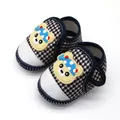 Antislip babyschoentjes met zachte zool, pied-de-poule patroon en schattige beer - Maat 11 (10.5CM) / Cartoon Beer Stijl / Houndstooth Marineblauw