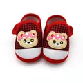 Antislip babyschoentjes met zachte zool, rood pied-de-poule patroon en schattige beer - Maat 11 (10.5CM) / Cartoon Beer Stijl / Rode Houndstooth