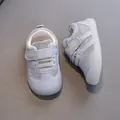 Grey breathable mesh baby walking shoes with soft rubber sole and adjustable velcro strap - Size 20 (Inner Length 14.5cm) / Gray