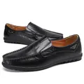 Mocassins classiques en cuir noir pour hommes style chaussure de conduite à enfiler - 38 / Noir