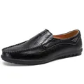 Mocassins pour hommes noirs respirants avec design ajouré de style décontracté chic - 38 / Style Évidé / Noir