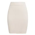 Detailed view of cream ribbed knit bodycon mini skirt with elastic waist - S / Bottoms / Apricot