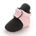 Soft sole pink and black color block baby winter cotton boots for infants aged zero to one - 11cm / Black Pink
