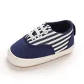 Chaussures de marche rayées bleu marine à semelle souple pour bébé garçon et fille 0-1 an - Rayure Bleue