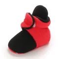 Soft sole baby cotton shoe with red and black color block design for infants 0-1 year old - 11cm / Black Red