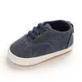 Chaussure de marche bébé en denim bleu avec semelle souple blanche pour 0-1 an - Bleu foncé