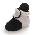 Cozy fleece baby winter bootie with soft sole and contrast color design for infants - Black and Gray