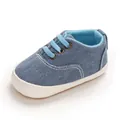 Chaussure de marche en denim bleu pour bébé avec semelle en caoutchouc souple pour 0-1 an - Bleu clair