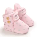 Botas de nieve rosas para bebé con estrellas plateadas y forro polar cálido para el invierno - Rosa