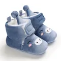 Bottes de neige bleues pour bébé avec doublure polaire chaude et motif de porc - Bleu
