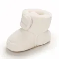 Bottines de neige blanches en peluche pour bébé de 0-1 an avec fermeture à velcro. - Blanc