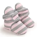 Weiche warme Baby-Winterstiefel mit rosa-grauen Streifen und Fleecefutter - Rosa-Grau