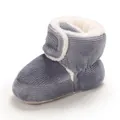 Bottes de neige chaudes pour bébé en velours côtelé gris avec doublure en polaire blanche - Gris