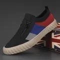 Lässige Herren Low-Top Leinenschuhe mit Farblock-Design und Reißverschluss - 38 / Dunkelblau