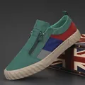 Lässige Herren-Sneaker mit niedrigem Schaft, Color-Block-Design und praktischem Reißverschluss - 38 / Grünes Patchwork