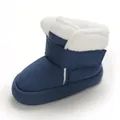 Zachte blauwe baby winterlaarzen met witte fleece kraag voor baby's van 0-1 jaar - Blauw