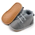 Warme graue Baby-Winterstiefel mit Kunstfellfutter und rutschfester Stern-Gummisohle - Grau