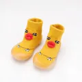 Cute yellow duck baby indoor sock shoes with soft breathable non-slip TPE sole - Internal Length 11.5cm / Golden Little Duck / Gold Yellow