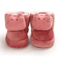 Zachte roze baby katoenen schoentjes met schattige pluche kat en warme voering - Rozerode Kat