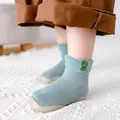 Dettaglio di scarpe calzino verdi per bambini con ricamo di dinosauro ispessito! - Verde Turchese