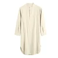 Traditional men's long-sleeve solid beige tunic robe with mandarin collar and breast pocket - Apricot