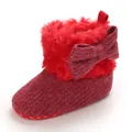 Gezellige rode winterlaarzen voor baby's met schattige strik en rand van imitatiebont - Rood