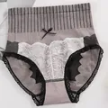 High-waisted graphene lace panties for women with tummy control and seamless shaping - M / Purple