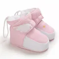 Hochwertige rosa Baby-Winterstiefel mit warmem Fleecefutter und Engelsflügel-Design. - Rosa