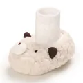 Cute white plush baby booties with cartoon sheep ears and knitted sock top - Inner Length 12cm / 60.00g / White Bear Head