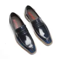 Ανδρικά loafers από σκούρο μπλε λουστρίνι για επίσημες επαγγελματικές εμφανίσεις - 37 / Μπλε Γυαλιστερό