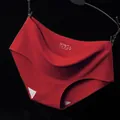 Red seamless ice silk mid-low waist panties for women with silky texture and comfortable fit - M / Bottoms / Red