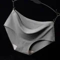 Seamless ice silk mid-waist briefs for women in elegant grey with smooth finish - M / Bottoms / Gray
