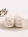 Gemütliche weiße Fleece-Babyschuhe mit süßem Teddybär-Gesicht für den Winter - 13cm / Cremeweiß Bär