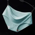 Premium light blue seamless ice silk panties with comfortable low waist design for women - M / Bottoms / Green
