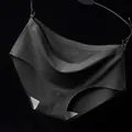 High-quality seamless ice silk low waist panties for women in charcoal gray finish - Black