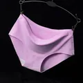 Seamless ice silk panties in light purple with a comfortable low waist design for women - Pink