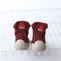 Soft red baby walker shoes with cute watermelon embroidery and non-slip grey rubber soles - Internal Length 11.5cm / Wine Red Watermelon