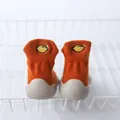 Orange baby indoor sock shoes with soft sole and a cute lemon embroidery detail - Internal Length 11.5cm / Orange Lemon