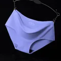 Seamless purple ice silk panties with mid-low waist and cotton lining SKU. - Light Blue