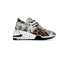 Detaillierte Seitenansicht von Chunky Sneakern mit Leoparden- und Schlangenmuster - Schlangenprint