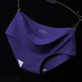 Elegant purple seamless ice silk panties with mid-waist design for women comfort - Dark Blue