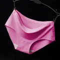 Comfortable pink seamless ice silk low waist panties for women in soft stretch fabric - Rose Red