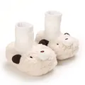 Cute white fuzzy cartoon bear baby pre-walker snow boots with soft sole - White Bear Head