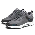 Grey men's sports shoes with warm fur lining and 6cm hidden height increase feature - 38 / Gray Padded