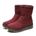 Burgundy fleece-lined winter snow boots for women with anti-slip rubber soles and zipper - 36 / Burgundy
