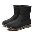 Warm black mid-calf women's snow boots with waterproof fabric and cozy plush lining. - 36 / Black