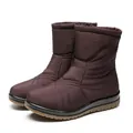 Burgundy women's waterproof snow boots with decorative quilted design and warm lining - 36 / Brown